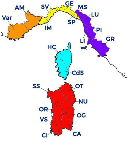 Interreg IT FR marittimo mappa Nuts 3